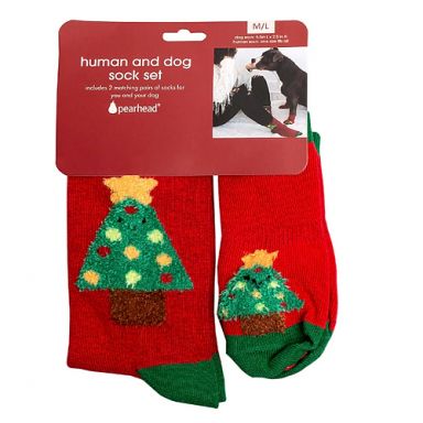 Pearhead - Human & Dog Sock Set - Christmas Tree